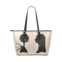 Nightmare Jack and Sally Silhouette Leather Tote Bags For Women