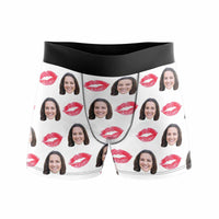 Custom Face Red Lips Men's All-Over Print Boxer Briefs