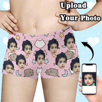Custom Face Pink Cat Kid's All Over Print Boxer Briefs