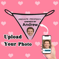 Custom Face&Name Private Property Pink Women's G-String Panties