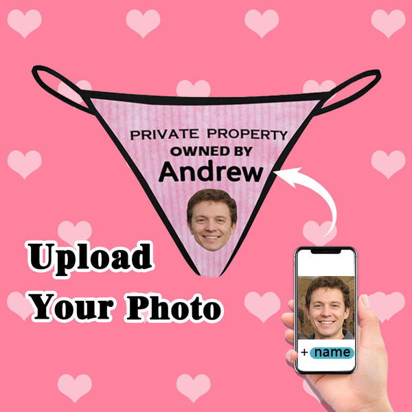 Custom Face&Name Private Property Pink Women's G-String Panties