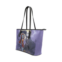 Cartoon Nightmare Jack and Sally Leather Tote Bags For Women