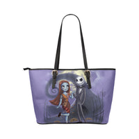 Cartoon Nightmare Jack and Sally Leather Tote Bags For Women
