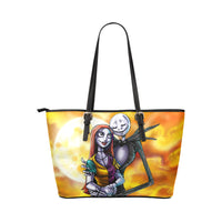Nightmare Jack and Sally Leather Tote Bags For Women
