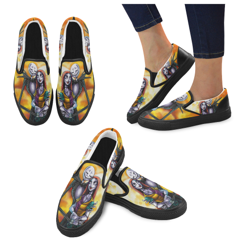 Nightmare Jack and Sally Men's Slip-on Canvas Shoes