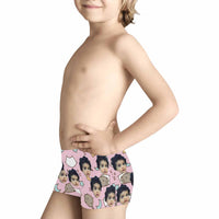Custom Face Pink Cat Kid's All Over Print Boxer Briefs